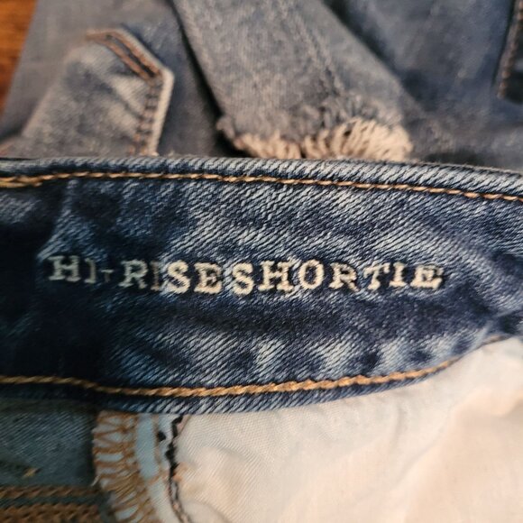 American Eagle Hi Rise Shortie Shorts Size 0 Next Level Stretch Ripped - Picture 3 of 10